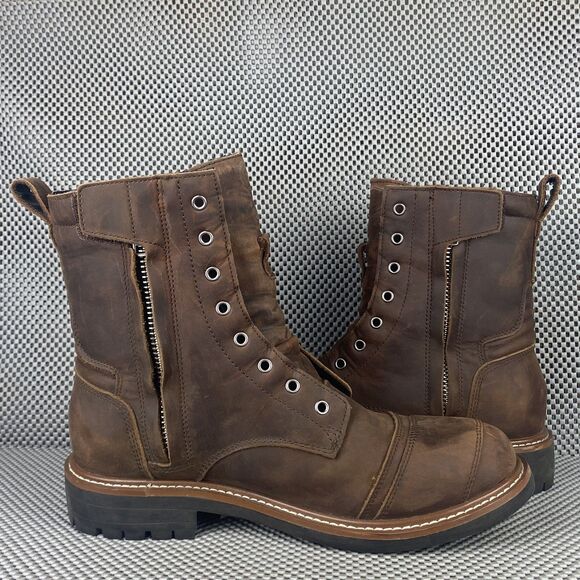 XPD X-Nashville H2Out Motorcycle Boots Mens 9.5 Brown Leather Zipper Casual main image 6